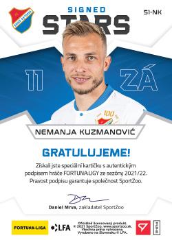 2021-22 SportZoo Fortuna:Liga - Signed Stars Level 1 #S1-NK Nemanja Kuzmanovic Back