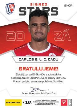 2021-22 SportZoo Fortuna:Liga - Signed Stars Level 1 #S1-CR Carlos Cadu Back