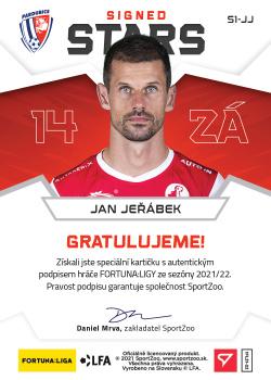 2021-22 SportZoo Fortuna:Liga - Signed Stars Level 1 #S1-JJ Jan Jerabek Back
