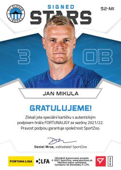 2021-22 SportZoo Fortuna:Liga - Signed Stars Level 2 #S2-MI Jan Mikula Back