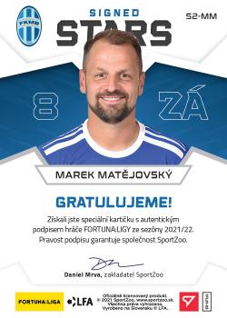 2021-22 SportZoo Fortuna:Liga - Signed Stars Level 2 #S2-MM Marek Matejovsky Back