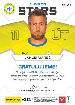 2021-22 SportZoo Fortuna:Liga - Signed Stars Level 2 #S2-MA Jakub Mares Back