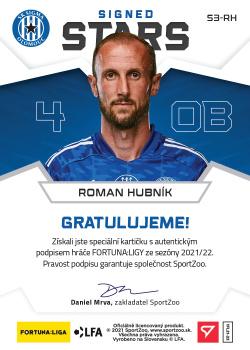 2021-22 SportZoo Fortuna:Liga - Signed Stars Level 3 #S3-RH Roman Hubnik Back