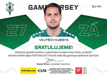 2021-22 SportZoo Fortuna:Liga - Game Jersey #GJ-VK Vojtech Kubista Back