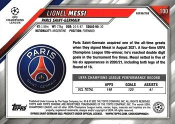 2021-22 Topps Chrome UEFA Champions League - Refractor #100 Lionel Messi Back