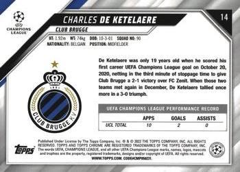 2021-22 Topps Chrome UEFA Champions League - Black & White Ray Wave Refractor #14 Charles De Ketelaere Back