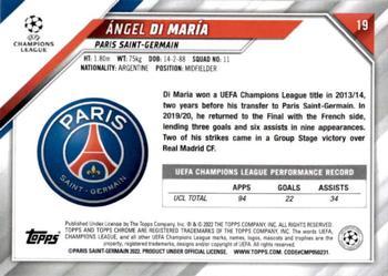 2021-22 Topps Chrome UEFA Champions League - Black & White Ray Wave Refractor #19 Ángel Di María Back