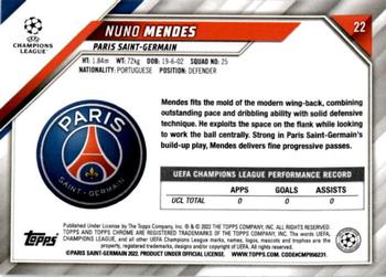2021-22 Topps Chrome UEFA Champions League - Black & White Ray Wave Refractor #22 Nuno Mendes Back
