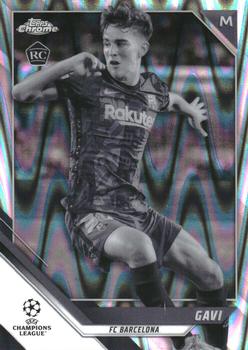 2021-22 Topps Chrome UEFA Champions League - Black & White Ray Wave Refractor #25 Gavi Front