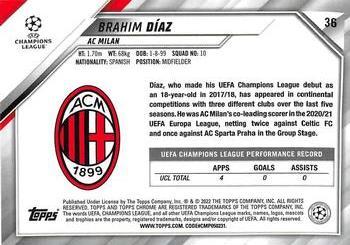 2021-22 Topps Chrome UEFA Champions League - Black & White Ray Wave Refractor #36 Brahim Díaz Back