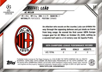 2021-22 Topps Chrome UEFA Champions League - Black & White Ray Wave Refractor #37 Rafael Leão Back