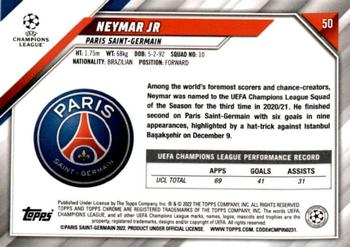 2021-22 Topps Chrome UEFA Champions League - Black & White Ray Wave Refractor #50 Neymar Jr Back