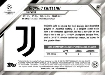 2021-22 Topps Chrome UEFA Champions League - Black & White Ray Wave Refractor #82 Giorgio Chiellini Back