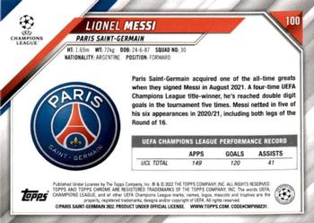 2021-22 Topps Chrome UEFA Champions League - Black & White Ray Wave Refractor #100 Lionel Messi Back