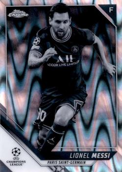 2021-22 Topps Chrome UEFA Champions League - Black & White Ray Wave Refractor #100 Lionel Messi Front