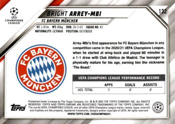 2021-22 Topps Chrome UEFA Champions League - Black & White Ray Wave Refractor #132 Bright Arrey-Mbi Back