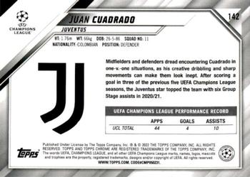 2021-22 Topps Chrome UEFA Champions League - Black & White Ray Wave Refractor #142 Juan Cuadrado Back