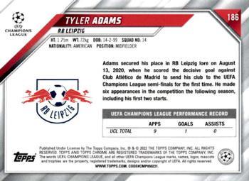 2021-22 Topps Chrome UEFA Champions League - Black & White Ray Wave Refractor #186 Tyler Adams Back