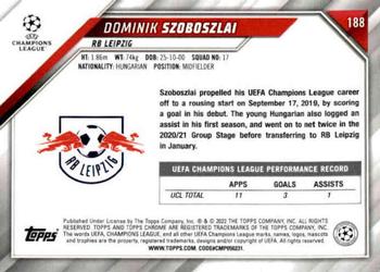 2021-22 Topps Chrome UEFA Champions League - Black & White Ray Wave Refractor #188 Dominik Szoboszlai Back