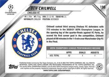 2021-22 Topps Chrome UEFA Champions League - Black & White Ray Wave Refractor #198 Ben Chilwell Back
