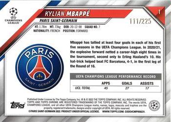 2021-22 Topps Chrome UEFA Champions League - Night Vision Refractor #1 Kylian Mbappé Back
