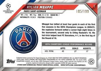 2021-22 Topps Chrome UEFA Champions League - Aqua Wave Refractor #1 Kylian Mbappé Back