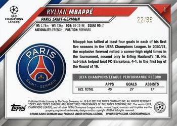 2021-22 Topps Chrome UEFA Champions League - Neon Green Refractor #1 Kylian Mbappé Back