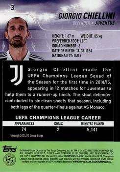 2021-22 Stadium Club Chrome UEFA Champions League #3 Giorgio Chiellini Back