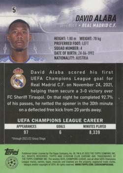 2021-22 Stadium Club Chrome UEFA Champions League #5 David Alaba Back