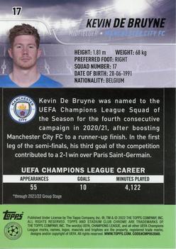 2021-22 Stadium Club Chrome UEFA Champions League #17 Kevin De Bruyne Back