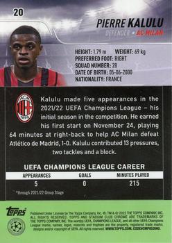 2021-22 Stadium Club Chrome UEFA Champions League #20 Pierre Kalulu Back