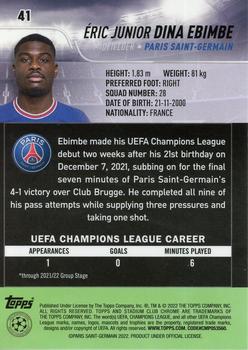 2021-22 Stadium Club Chrome UEFA Champions League #41 Eric Junior Dina Ebimbe Back