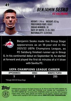 2021-22 Stadium Club Chrome UEFA Champions League #49 Benjamin Sesko Back