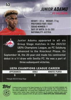 2021-22 Stadium Club Chrome UEFA Champions League #53 Junior Adamu Back