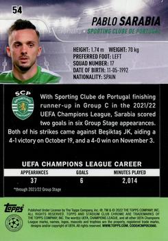 2021-22 Stadium Club Chrome UEFA Champions League #54 Pablo Sarabia Back