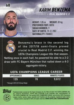 2021-22 Stadium Club Chrome UEFA Champions League #68 Karim Benzema Back