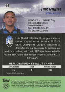 2021-22 Stadium Club Chrome UEFA Champions League #71 Luis Muriel Back