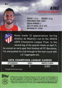 2021-22 Stadium Club Chrome UEFA Champions League #87 Koke Back