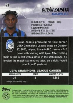 2021-22 Stadium Club Chrome UEFA Champions League #91 Duván Zapata Back
