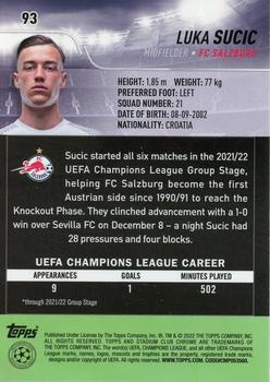 2021-22 Stadium Club Chrome UEFA Champions League #93 Luka Sucic Back