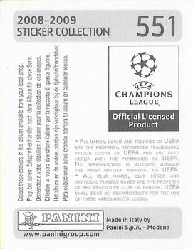 2008-09 Panini UEFA Champions League Stickers #551 Fatih Tekke Back