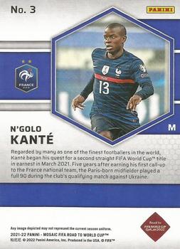 2021-22 Panini Mosaic Road to FIFA World Cup #3 N'Golo Kante Back