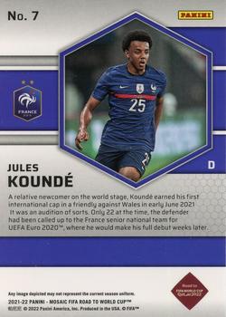 2021-22 Panini Mosaic Road to FIFA World Cup #7 Jules Kounde Back