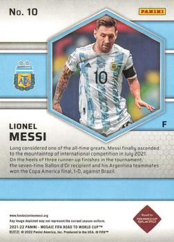 2021-22 Panini Mosaic Road to FIFA World Cup #10 Lionel Messi Back