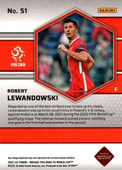 2021-22 Panini Mosaic Road to FIFA World Cup #51 Robert Lewandowski Back