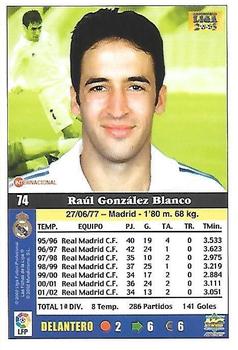 2002-03 Mundicromo Las fichas de la Liga 2003 #74 Raúl Back
