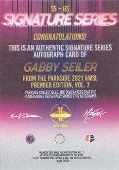 2021 Parkside NWSL Premier Edition - Autographs Blue Ink (Series 2) #SS-GS Gabby Seiler Back