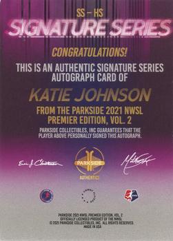 2021 Parkside NWSL Premier Edition - Autographs Blue Ink (Series 2) #SS-HS Katie Johnson Back