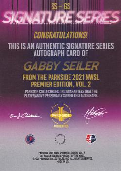 2021 Parkside NWSL Premier Edition - Autographs Purple Ink (Series 2) #SS-GS Gabby Seiler Back