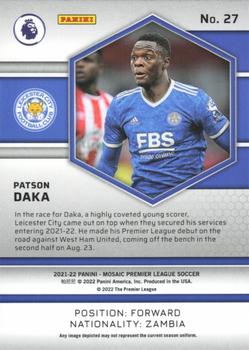 2021-22 Panini Mosaic Premier League #27 Patson Daka Back
